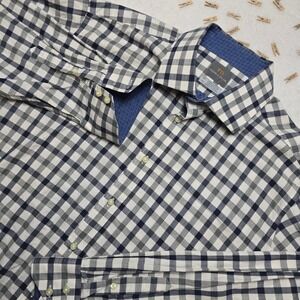 Thomas Dean XXL Mens Long Sleeve Button Up Shirt Blue Checkered